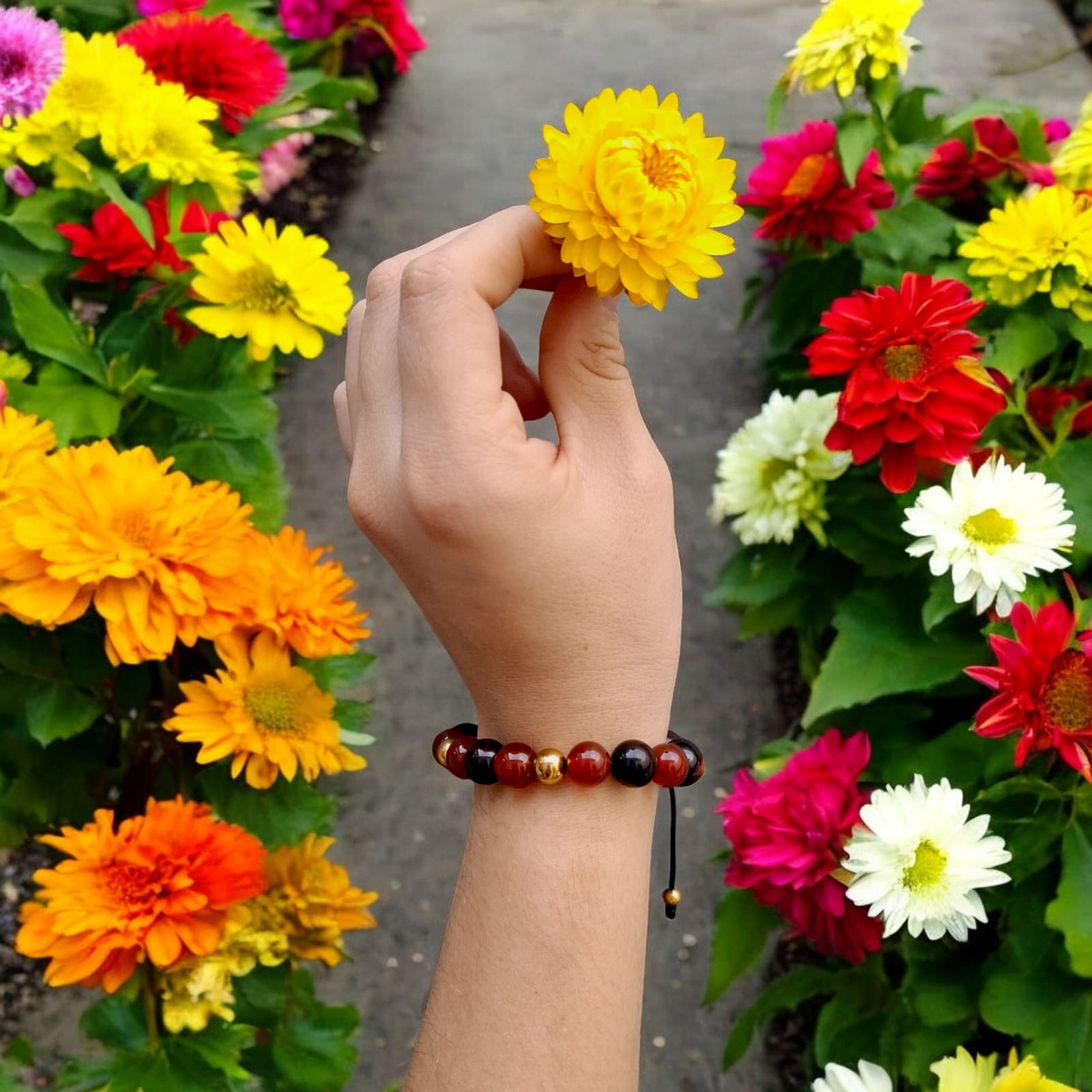 Pulsera jaspe rojo y ojo de tigre para conectar con la energía de la tierra